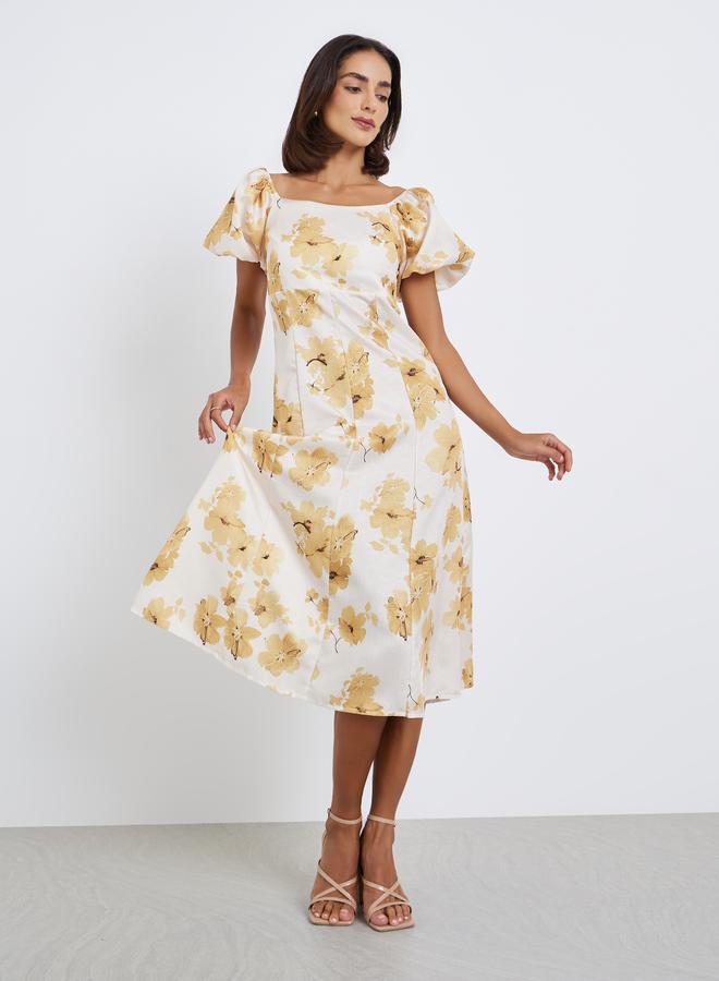 Styli Women Floral Midi A-Line Dress - Image 3